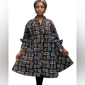 Black and White Patterned Swing Dress